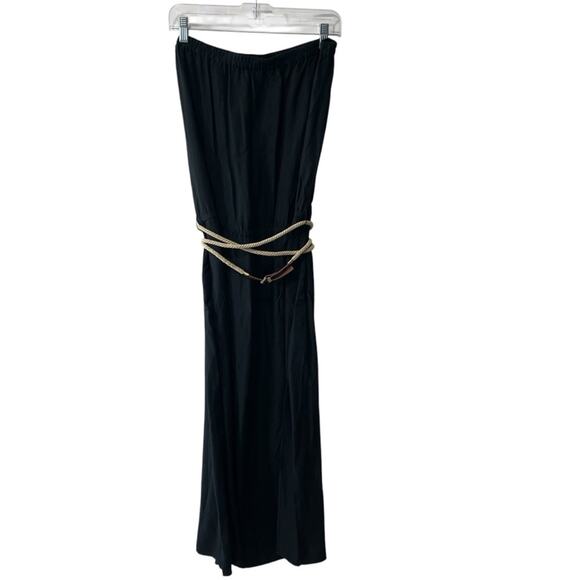 Michael Michael Kors Strapless Double Slit Maxi Dress with Rope Belt Black XL - Picture 8 of 8